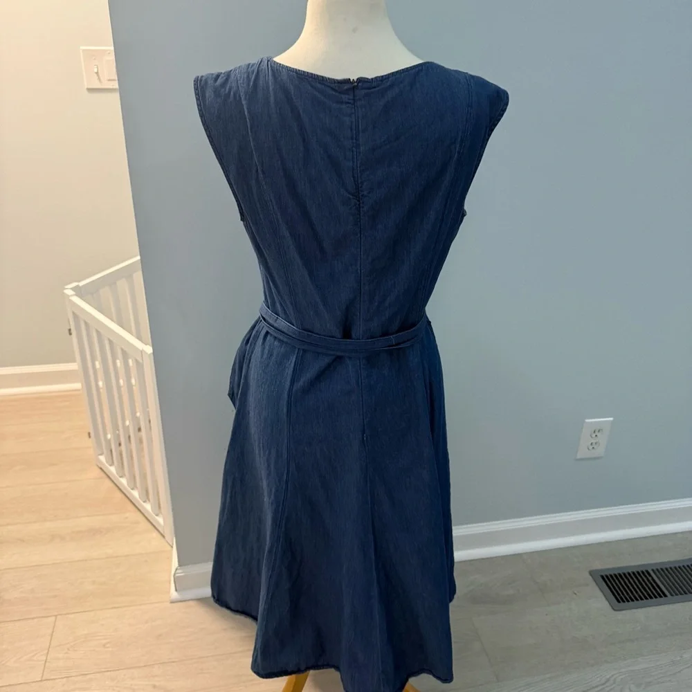 Anne Klein Chambray Sleeveless Belted Midi Dress - Picture 4 of 4